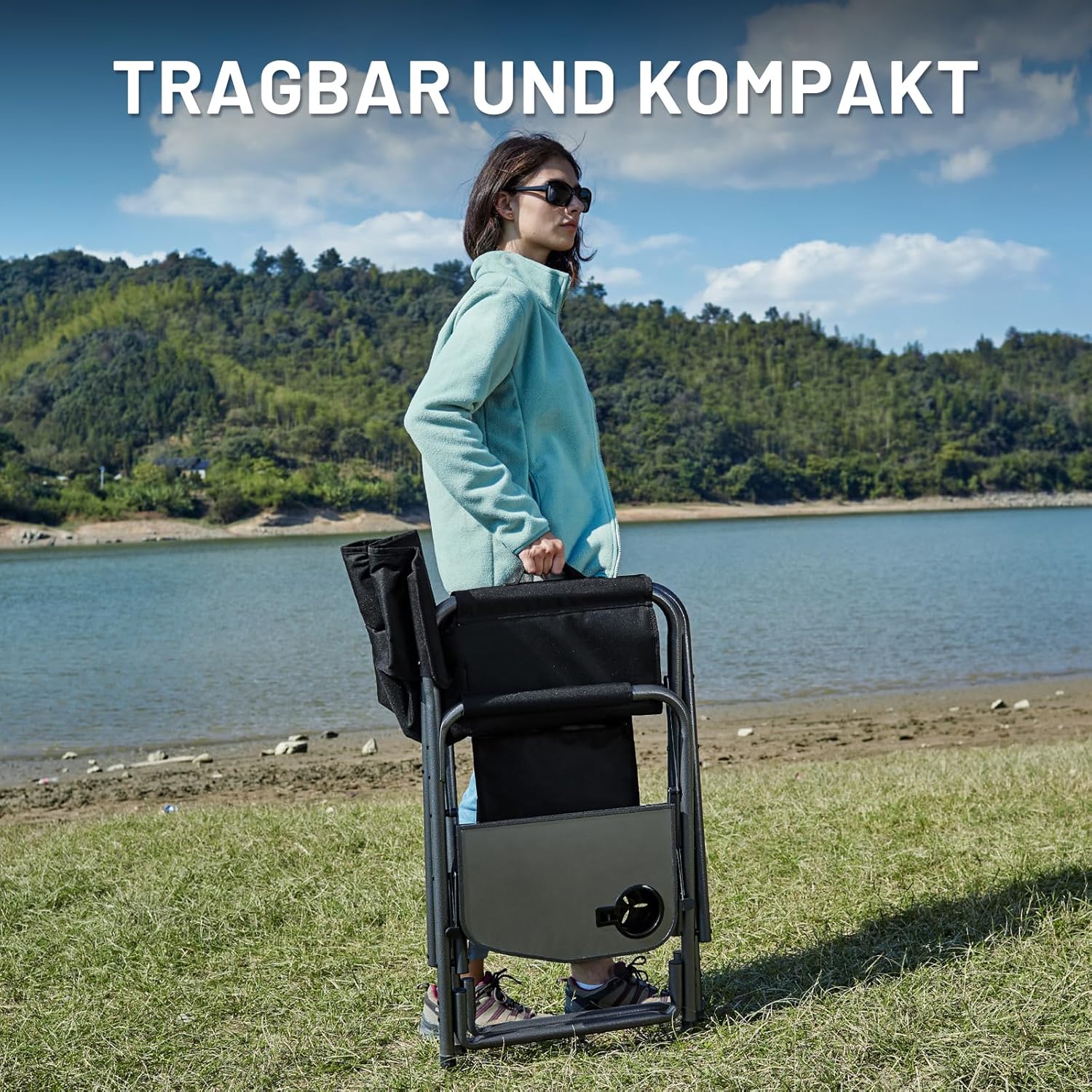 Thumbnail 3 de TIMBER RIDGE 2er Campingstuhl faltbar ultraleicht (3,3 kg) mit Seitentisch für Camping, Angeln & Strand