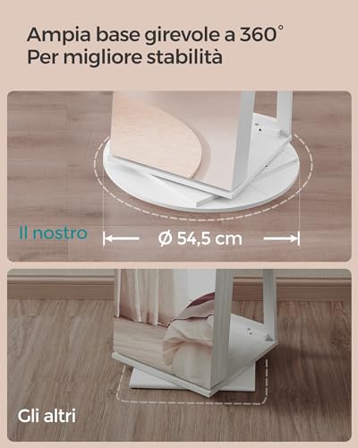 Detalle 2 de SONGMICS Specchio Portagioie JJC007W02 con 6 Luci LED, Armadietto Girevole a 360° e Alloggiamento in MDF su superficie Bianca