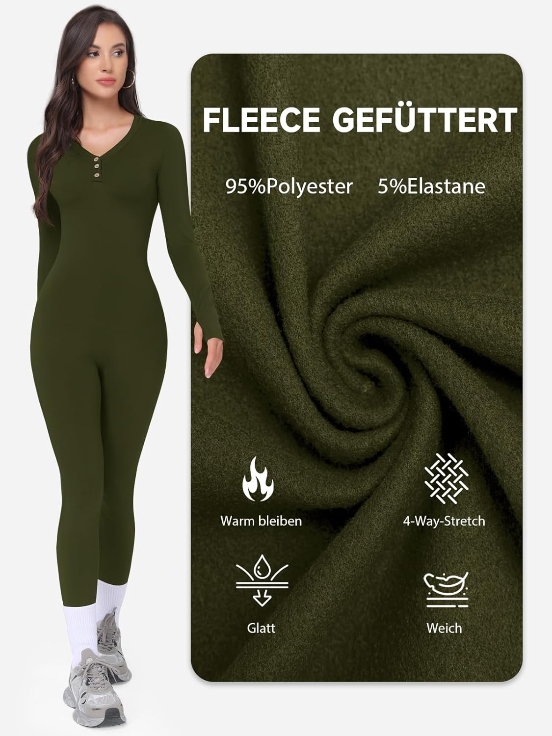 Thumbnail 3 de VUTRU Damen Sport-Jumpsuit langarm nahtloser Body-Overall für Yoga & Fitness