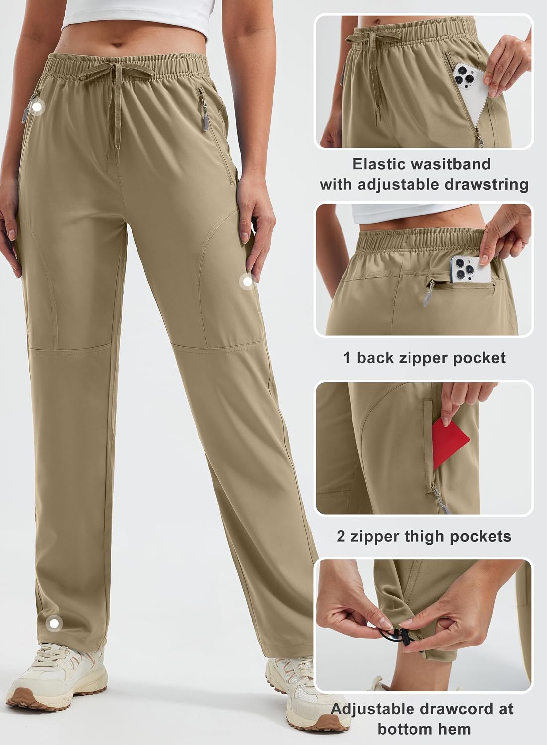 Detalle de Libin Women's Hiking Trousers: Waterproof, Quick-Dry Cargo Pants for Travel and Outdoor Adventures