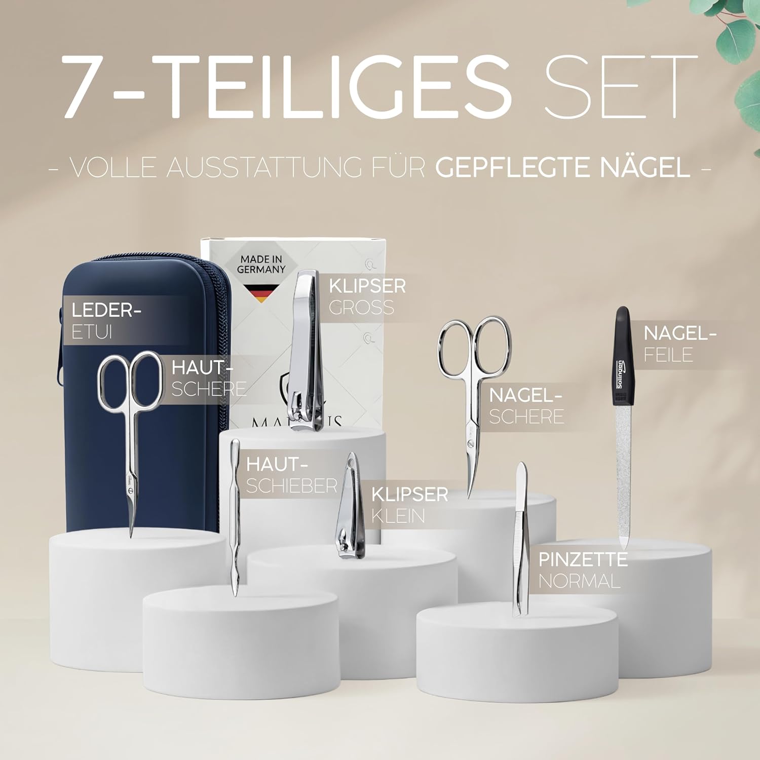 Thumbnail 2 de Maniküre Set Solingen von marQus – 7-teiliges Nagelset inkl. Lederetui aus echtem Leder