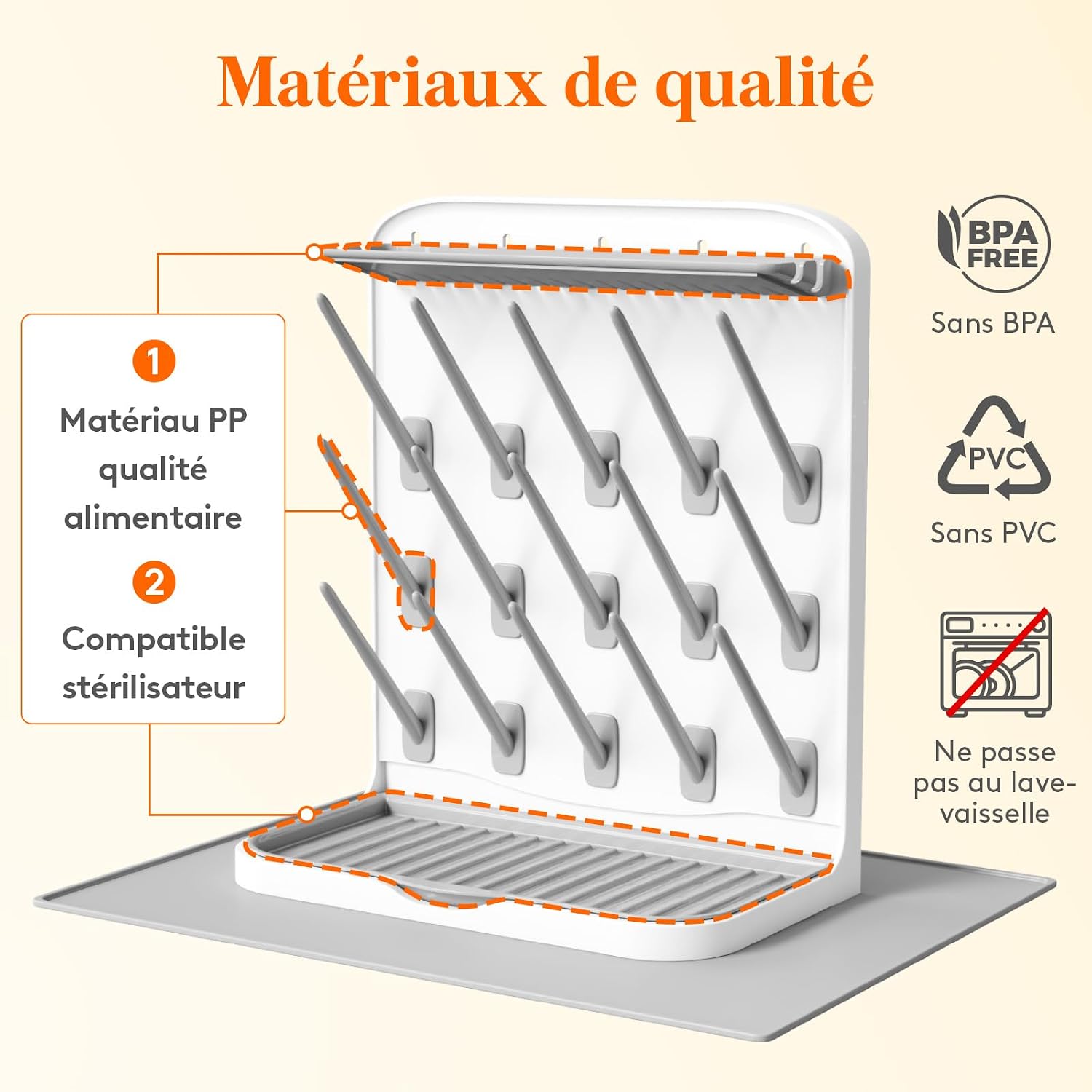 Detalle de Lifewit Grand égouttoir à biberons 27,9 cm