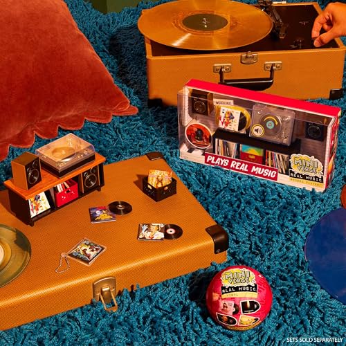 Detalle de MGA's Miniverse Mini Platine Real Music, vinyle miniature et enceintes rétro