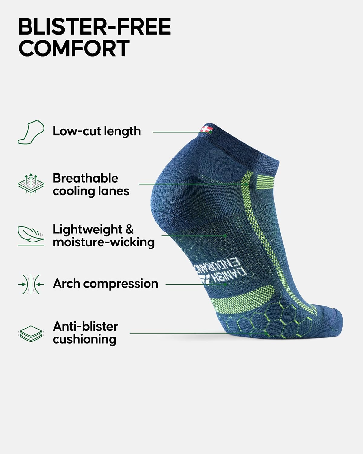Thumbnail 1 de Danish Endurance cushioned ankle running socks (3-pack) for long distances
