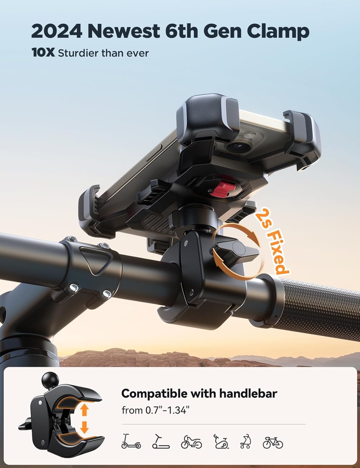 Thumbnail 4 de JOYROOM Motorcycle Phone Mount with 1s Auto Lock and 360° Adjustability
