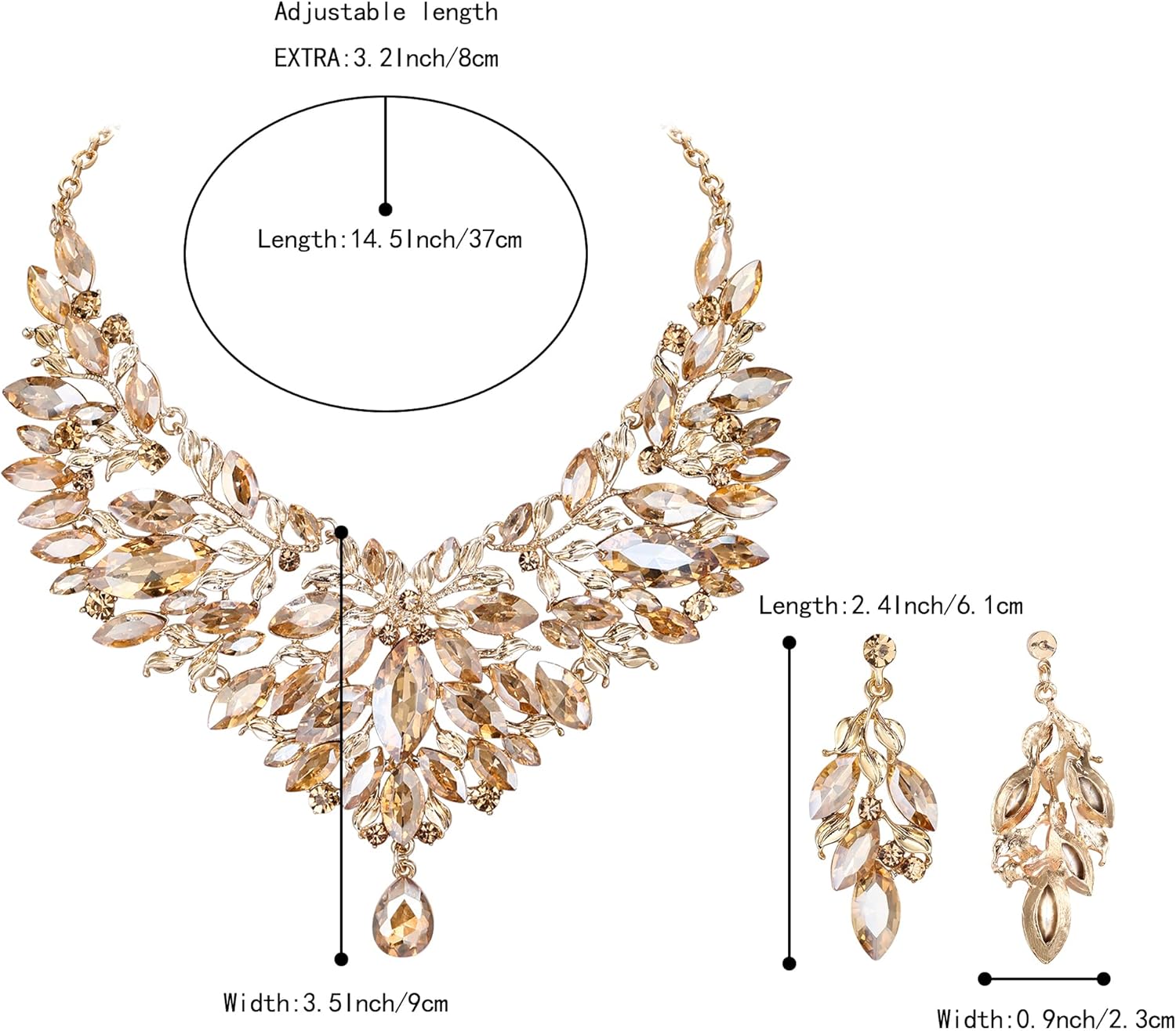 Thumbnail 3 de Parure bijoux de mariage Clearine pour femme : collier + boucles d’oreilles cristal strass