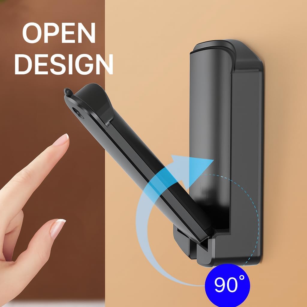 Detalle de HYYTOK 2 Pack Compact Foldable Headphone Stand – Under-Desk Adhesive Headset Holder (Black)
