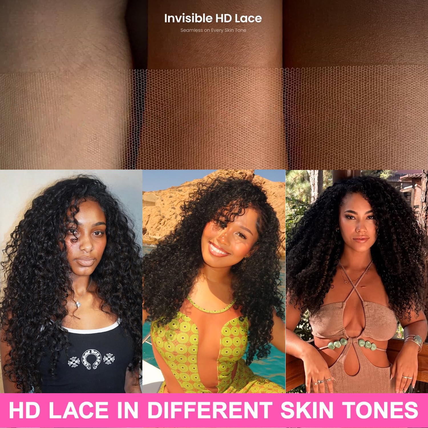 Detalle de biuteew 28 Inch 13x6 HD Lace Front Burmese Curly Human Hair Wig, 200% Density