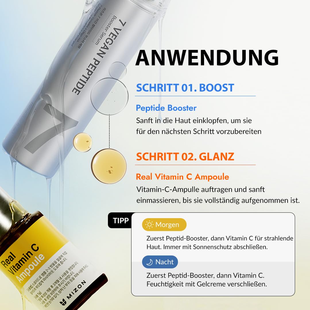 Thumbnail 4 de [MIZON] CLEAR'N'BOOST VITAMIN C SYNERGY SET – Vegan Peptide Booster Serum 150ml + Real Vitamin C Ampoule 30ml