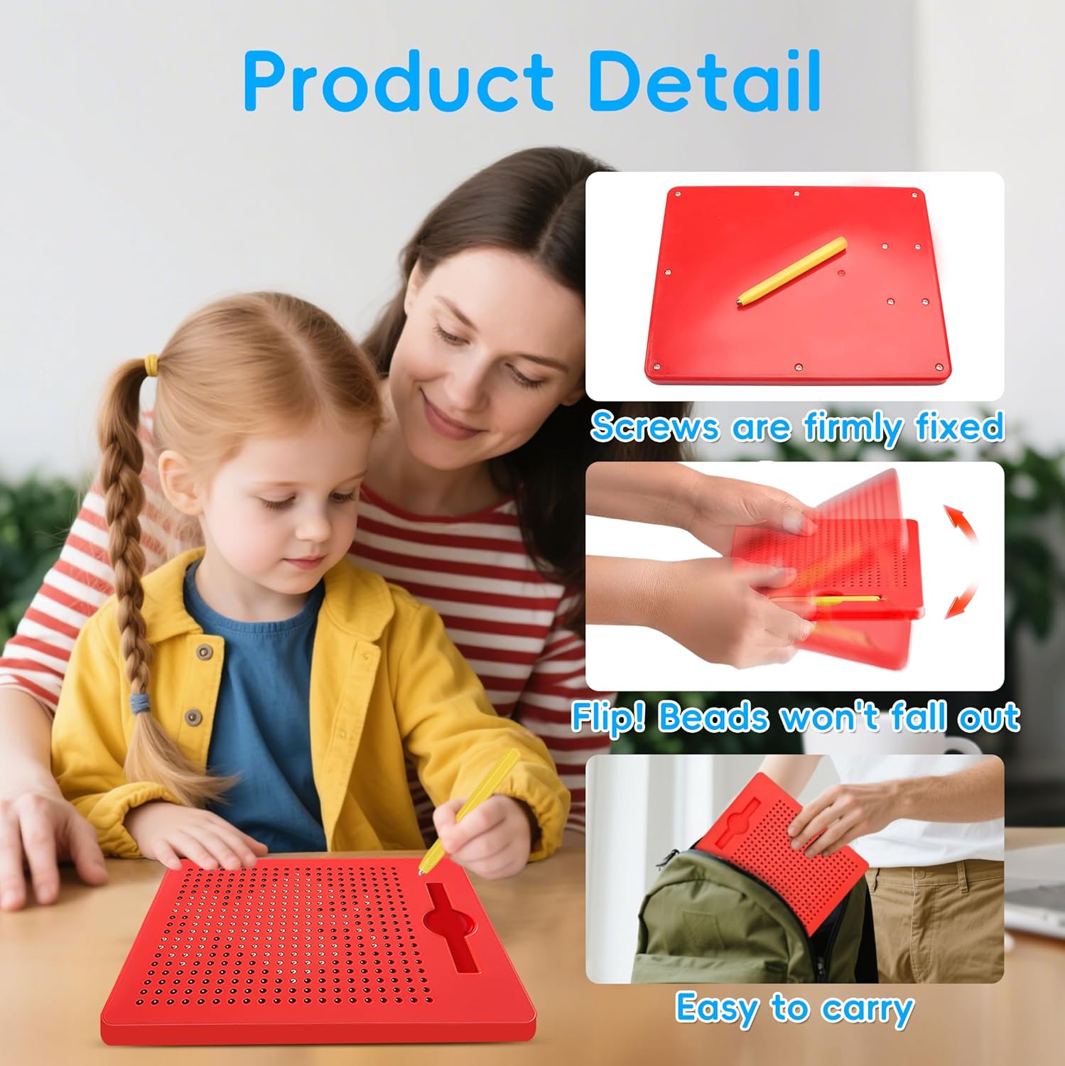 Detalle 1 de AMFUN Magnetische Zeichentafel für Kinder Rot