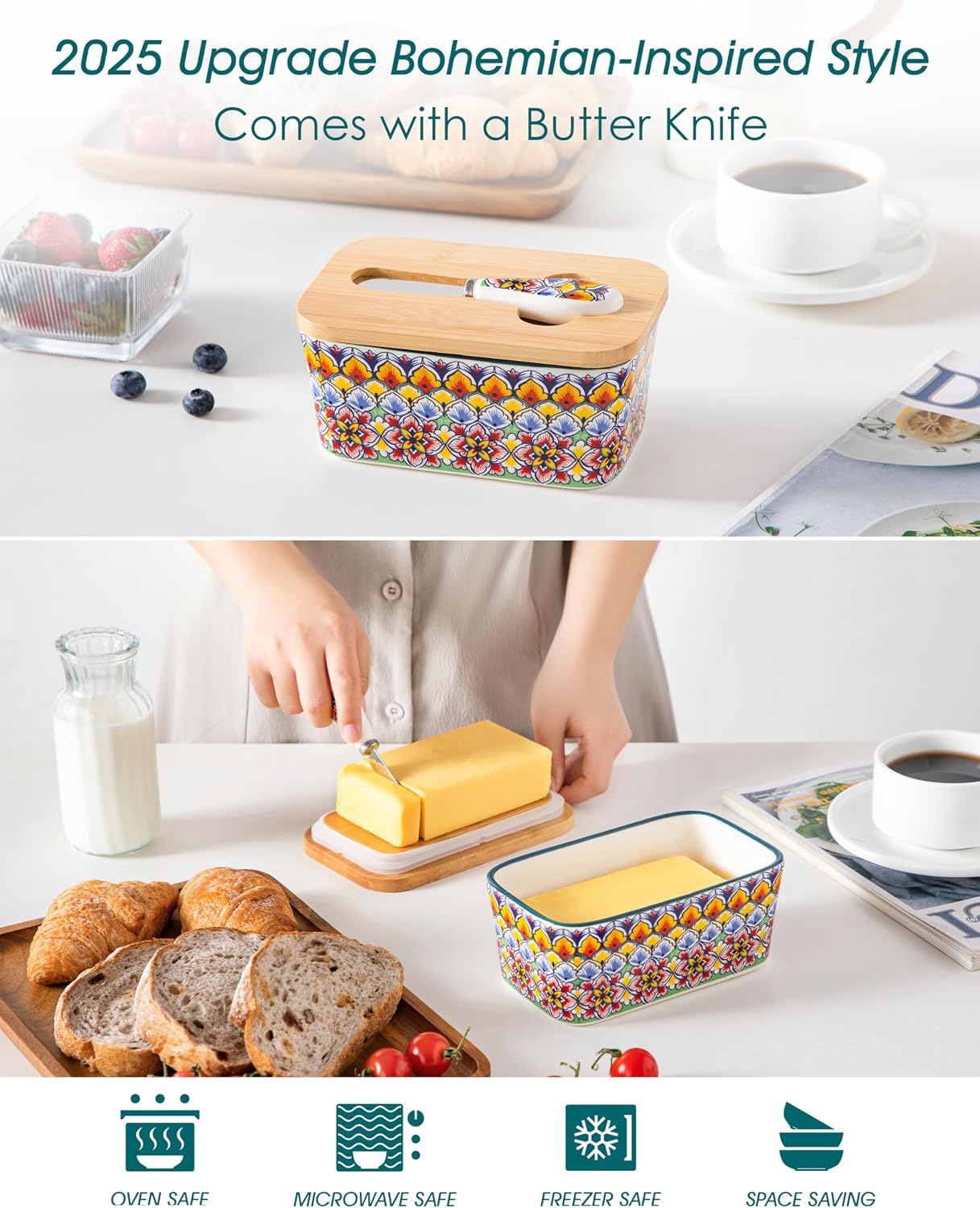 Detalle de vancasso Ceramic Butter Dish, 6.5-inch