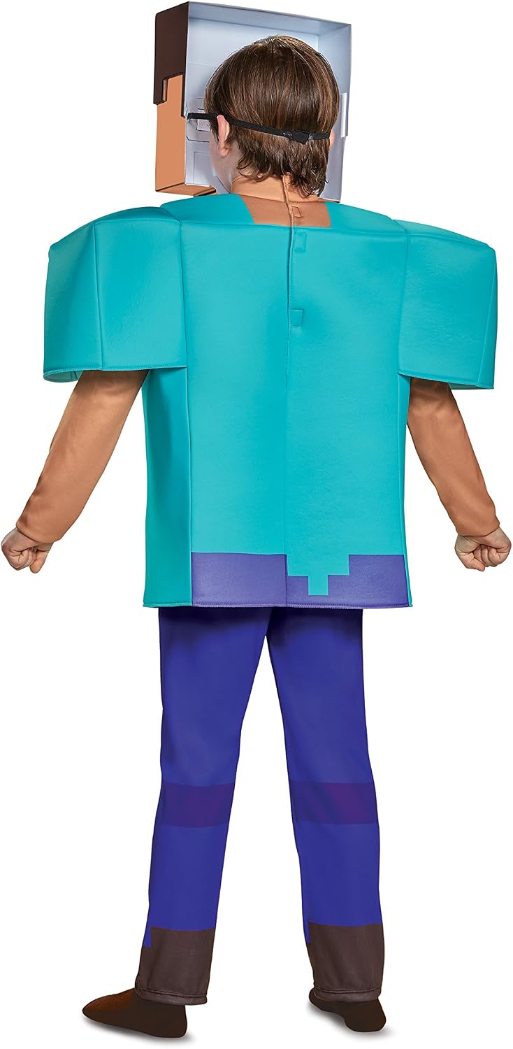 Detalle 2 de Disguise Minecraft Steve Deluxe Costume for Kids, Size 10–12, Tunic, Pants & Mask