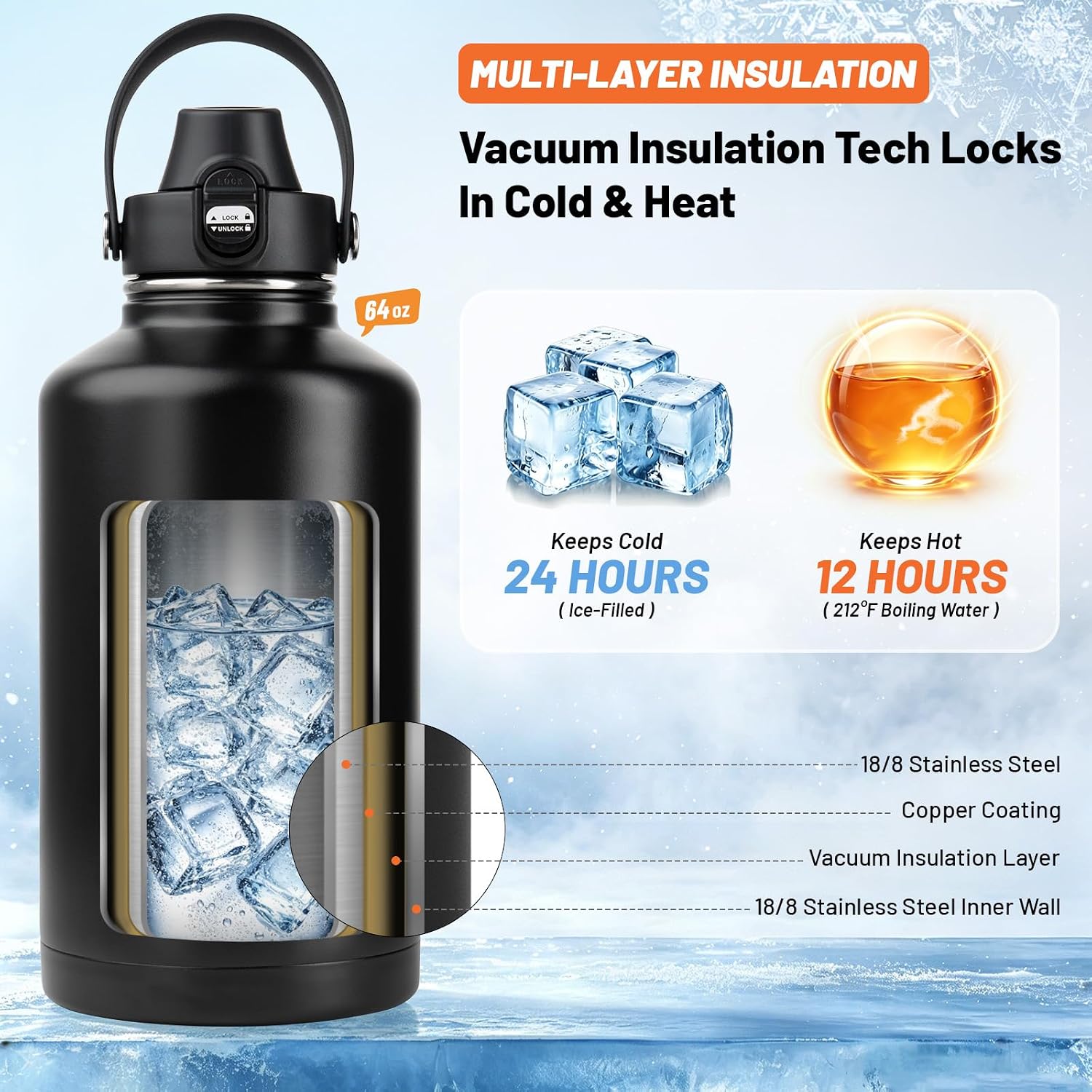 Thumbnail 4 de WONSYGO Insulated Water Bottle 40 oz