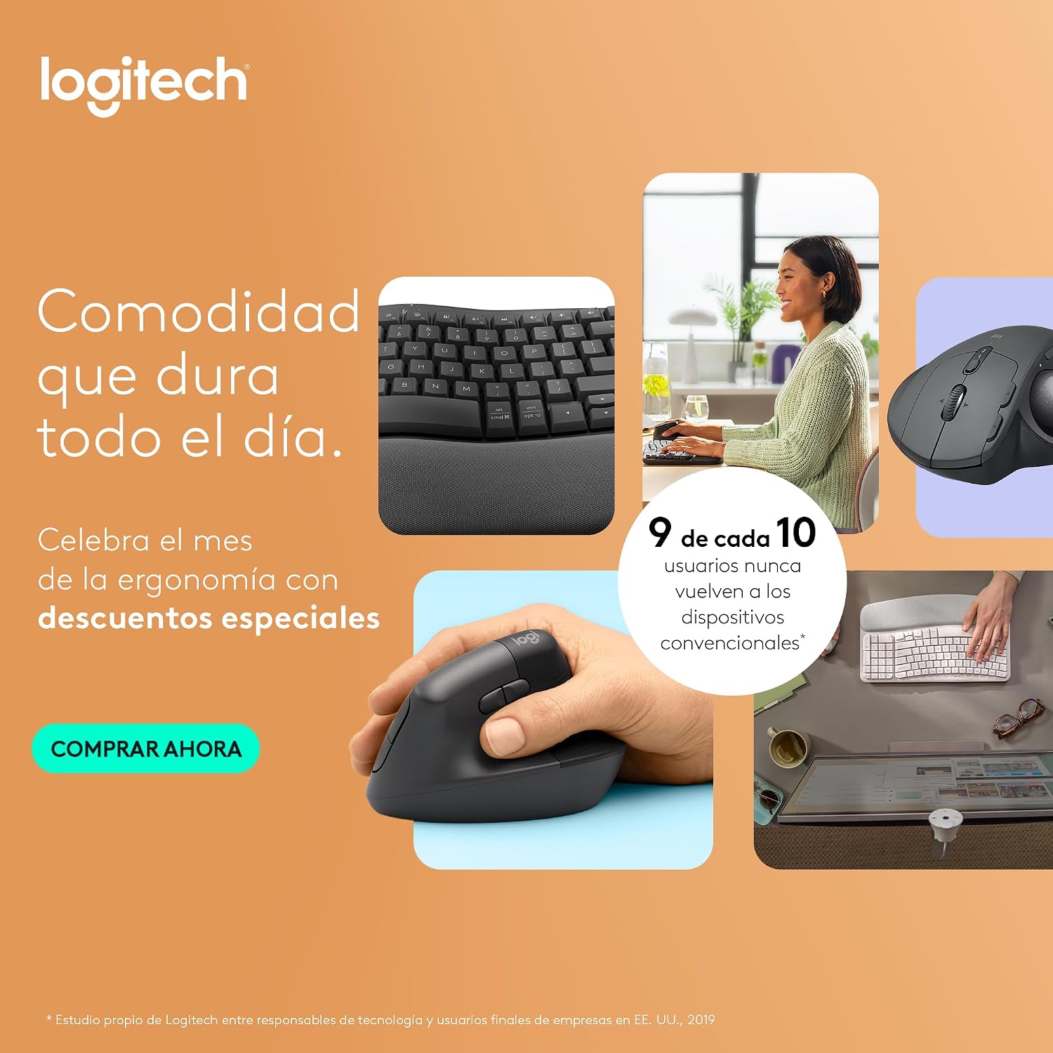 Detalle 2 de Logitech Lift Ratón ergonómico Bluetooth 57°