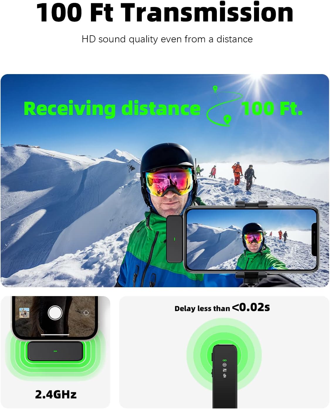 Detalle de Rythflo LM01 Wireless Lavalier Microphone, USB-C, Noise Cancellation