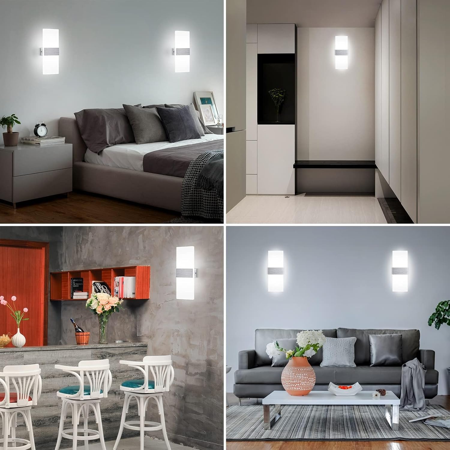 Detalle de Lightsjoy 12W LED Wandlampe Innen – klare, blendfreie Beleuchtung für Flur, Wohnzimmer und Schlafzimmer