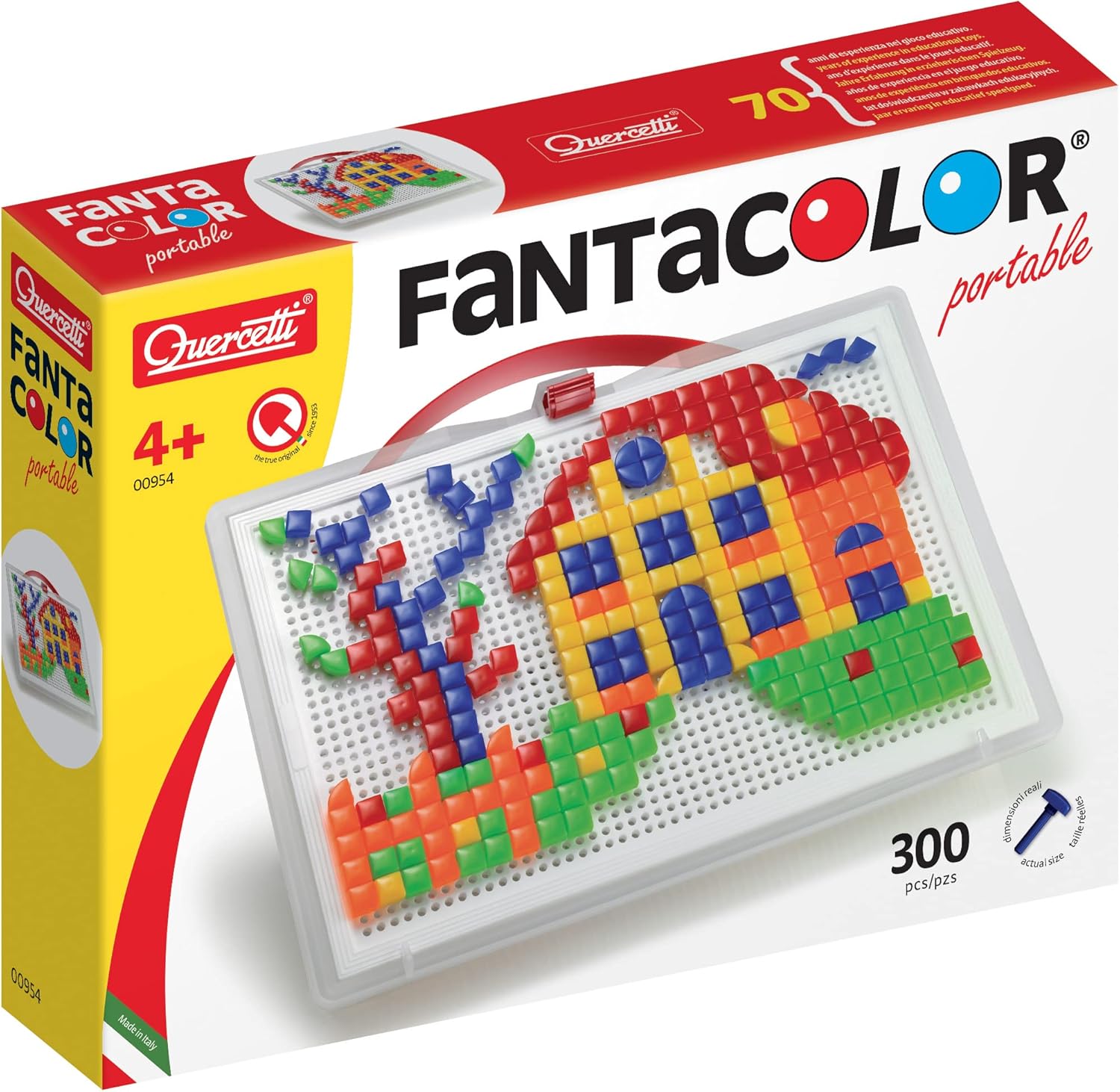 Detalle 2 de Quercetti Fantacolor Portable – Gioco di Mosaic con Chiodini Colorati 10, 15, 20 mm