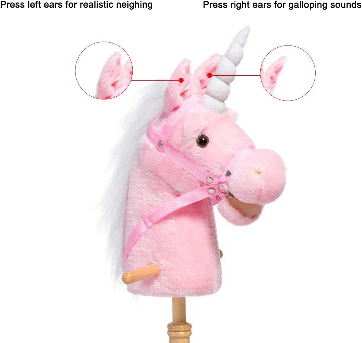 Thumbnail 4 de iBonny 36 inch Pink Unicorn Hobby Horse with Grip Handles and Wheels