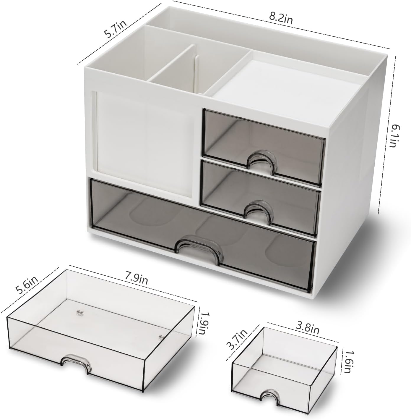 Thumbnail 6 de RISEMART Desk Organiser with 3 Drawers (White) – large desktop tidy for stationery, notes and personal items