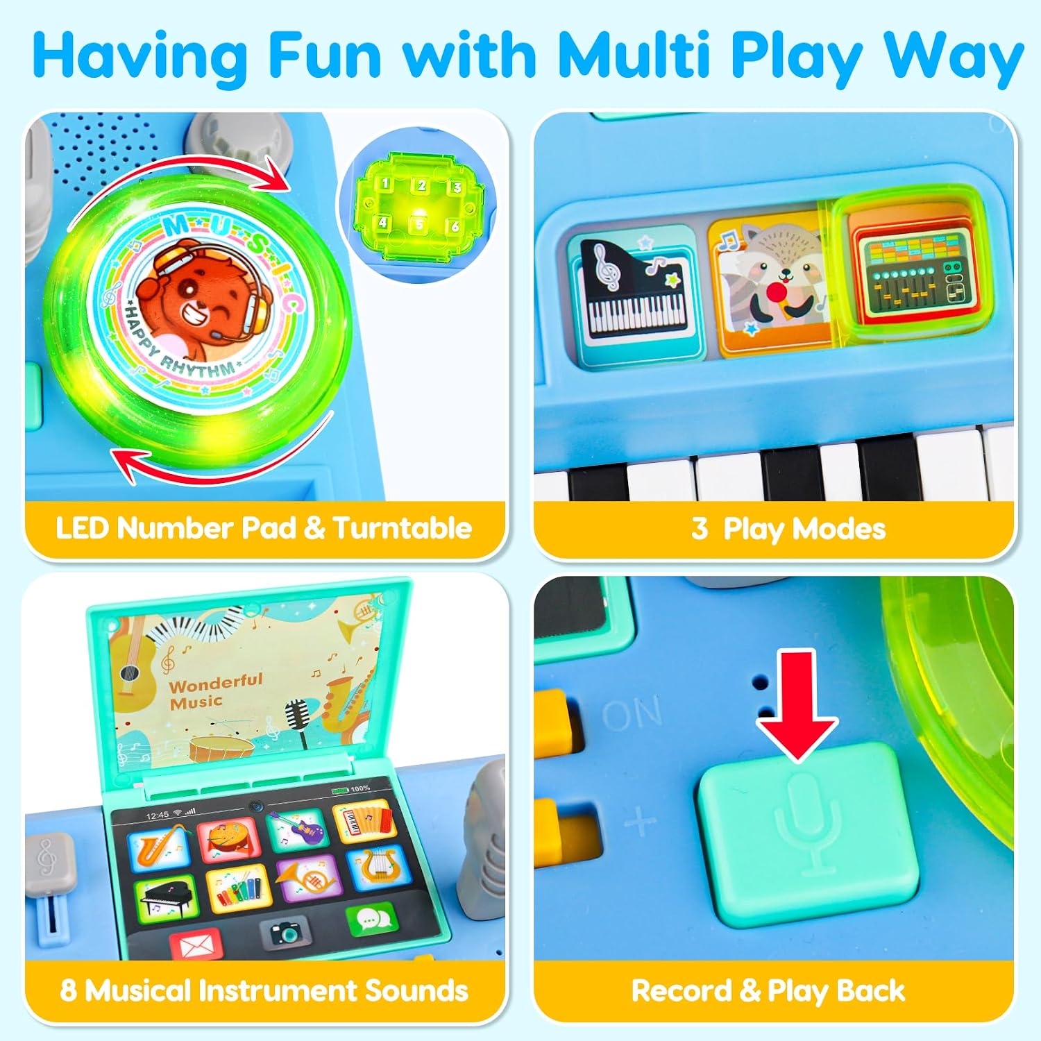 Detalle 2 de Baby DJ Table for Toddlers 1-3: Interactive Musical Piano & DJ Toy