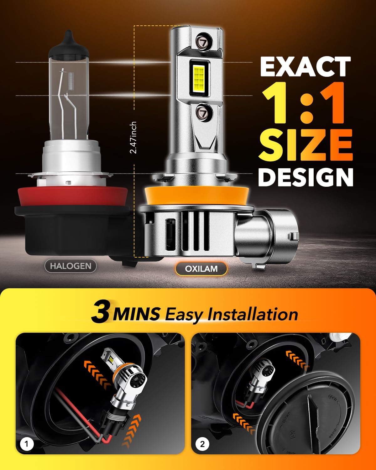 Detalle 1 de OXILAM New H11 LED Bulb 44000LM ultrabrightness 🔦
