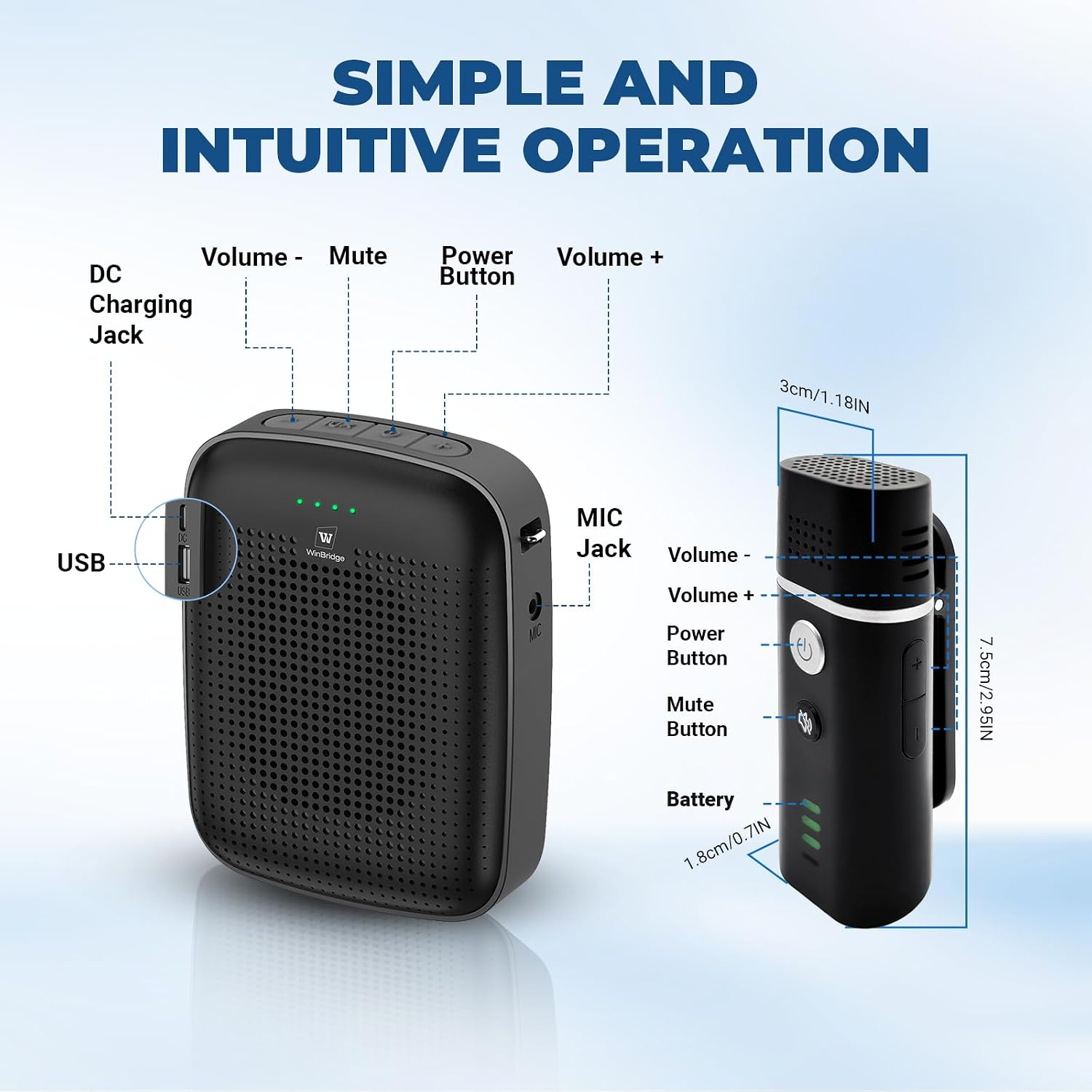Thumbnail 5 de HW HAOWORKS A006 Voice Amplifier, 15W Bluetooth PA with Wireless Lapel Mic