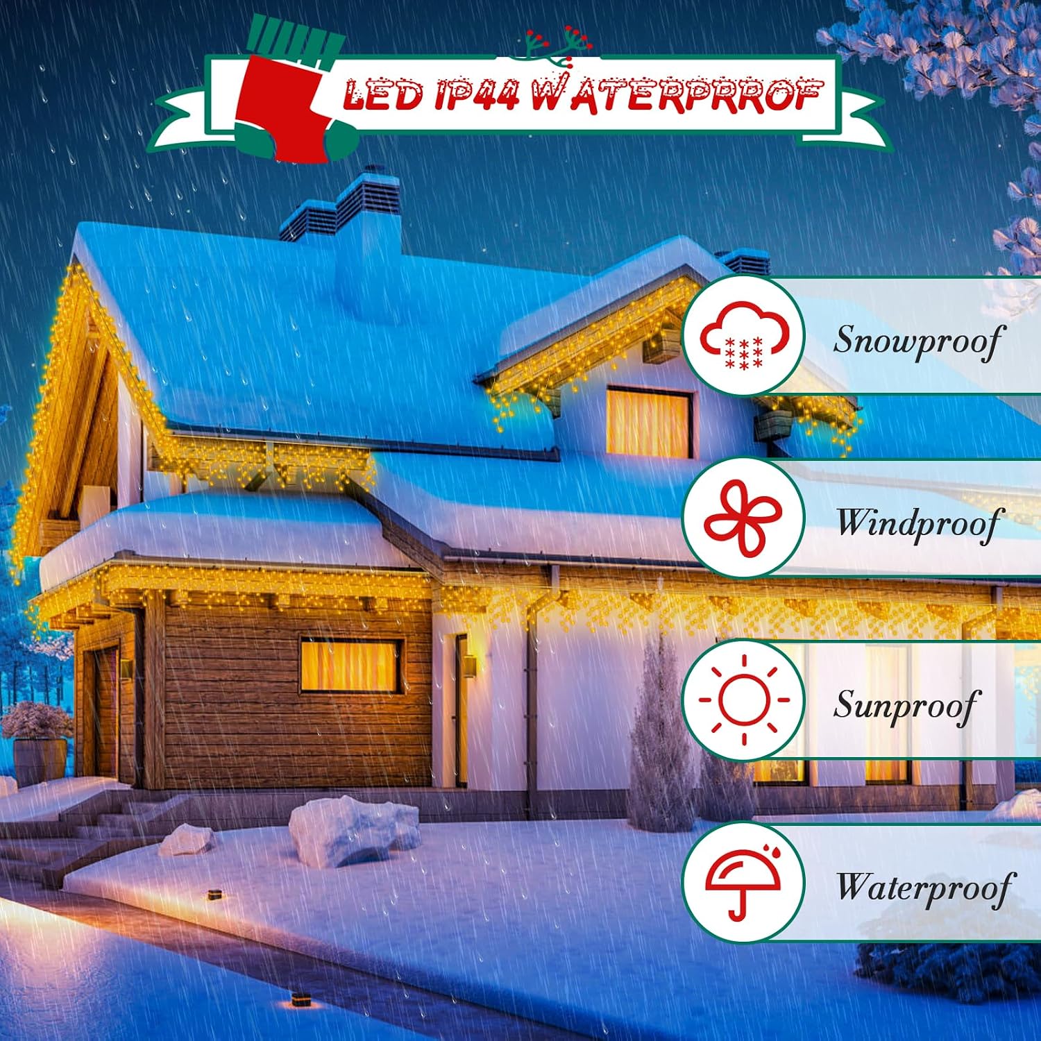Detalle 2 de cshare Icicle Lights 20M Warm White 🎄