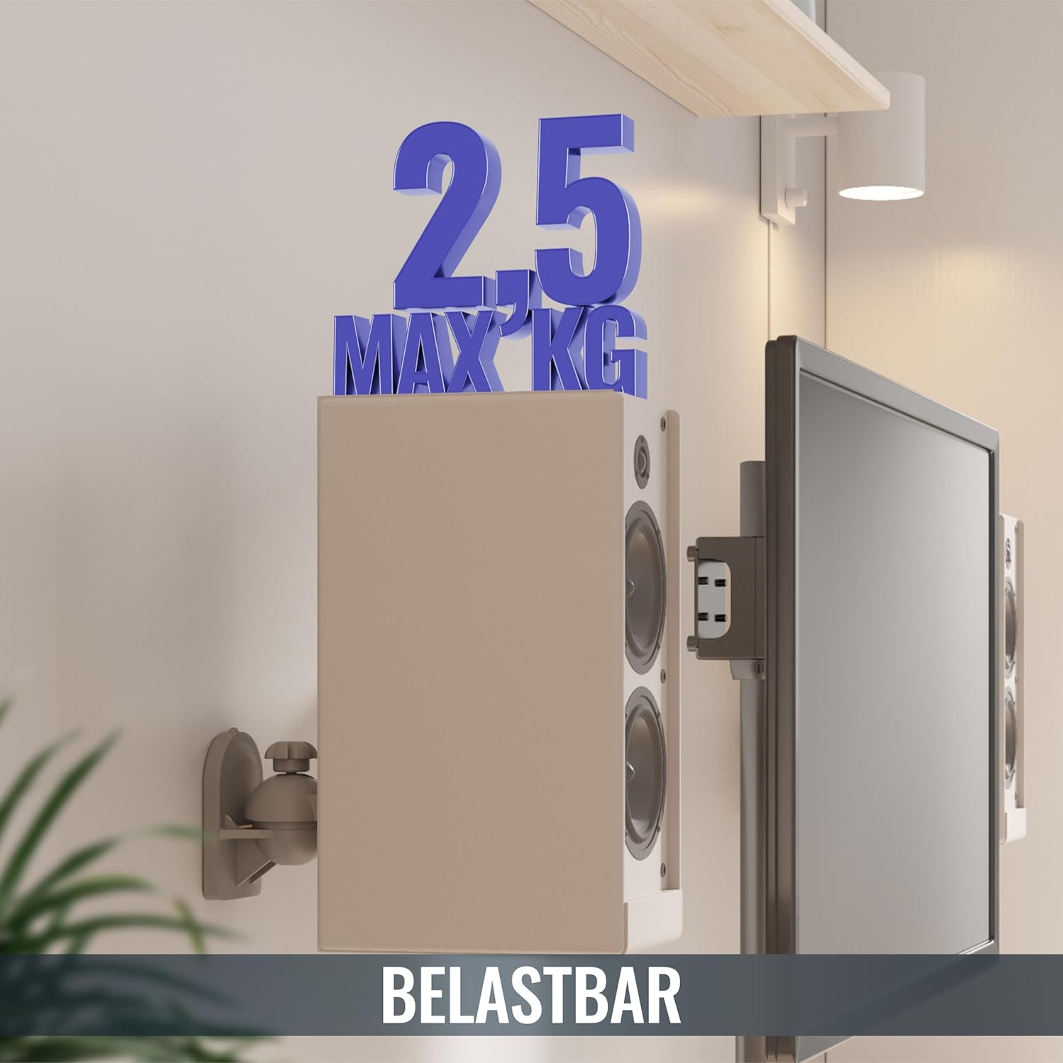 Thumbnail 4 de RICOO LH028-W support mural pour enceinte 2,5 kg