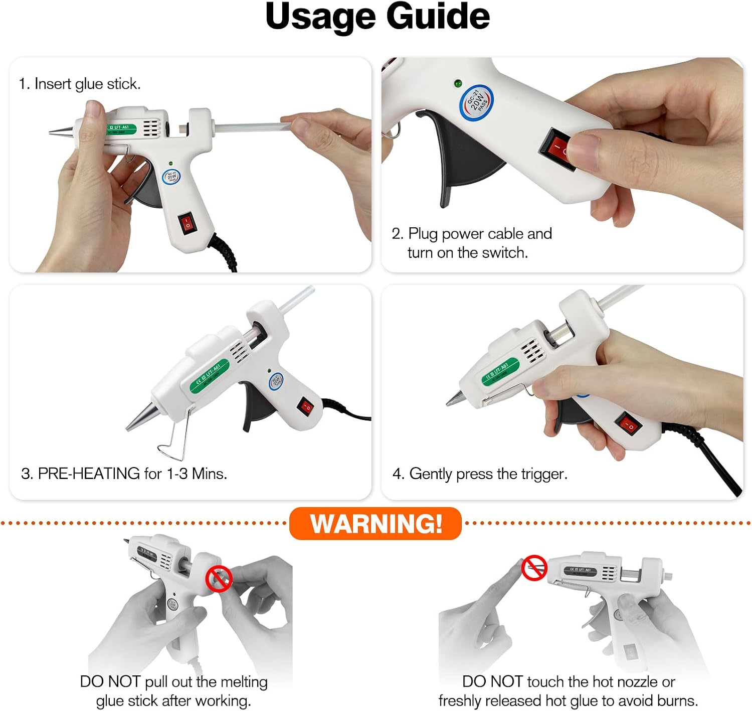 Detalle 2 de SHJADE 20W Mini Hot Glue Gun Kit with 30 Sticks (White)