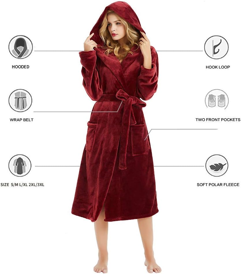 Thumbnail 2 de HEARTNICE Damen Fleece Bademantel Kapuze