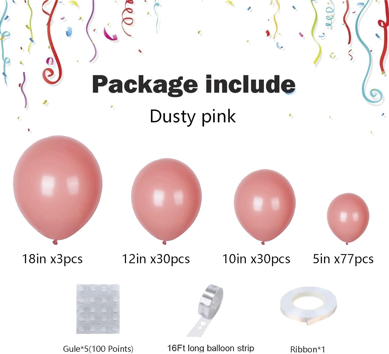 Thumbnail 1 de Dusty Pink Balloons 140pcs Retro Balloon Garland Arch Kit – Dusty Rose Latex Party Pack