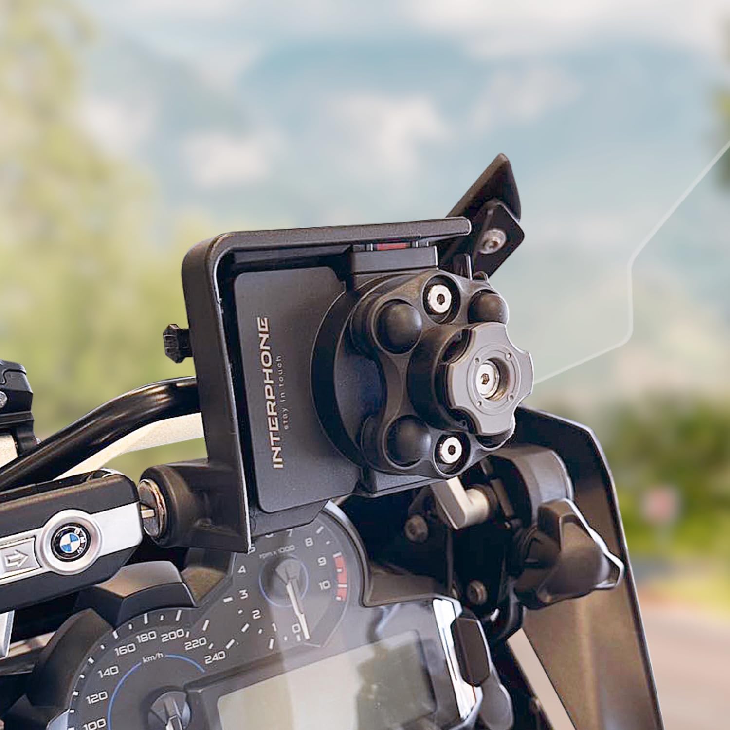 Detalle de INTERPHONE - Prise en Charge QUIKLOX: Support BMW avec anti-vibration, 2 USB (A et C) et étanchéité IP66