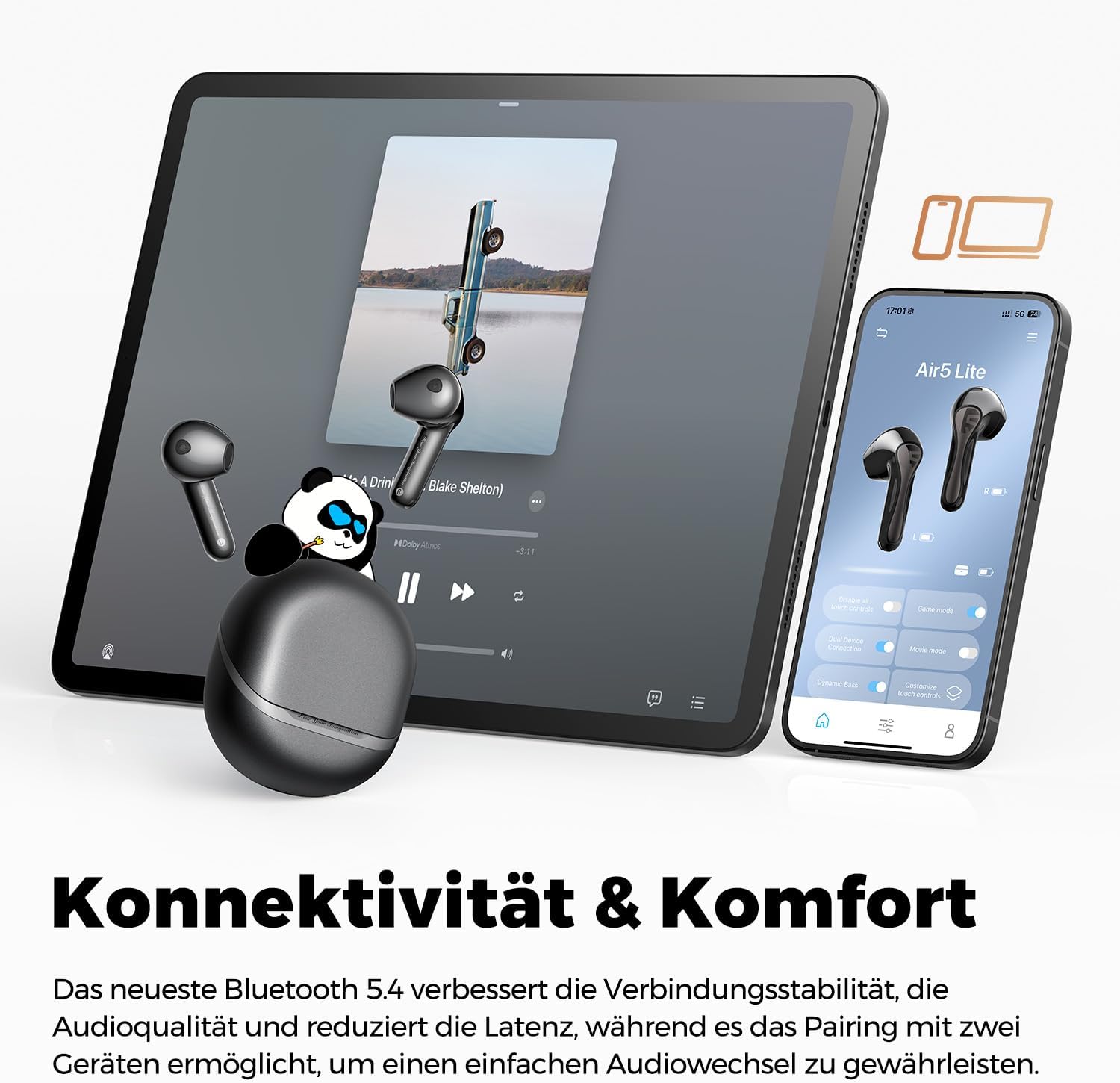 Detalle 2 de SoundPEATS Air5 Lite Bluetooth Kopfhörer 30 Stunden Akku