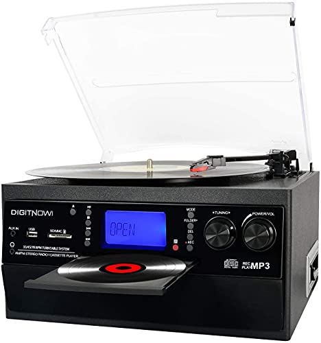 Detalle 2 de DIGITNOW! Giradischi Bluetooth con codifica USB/SD, radio e altoparlanti stereo