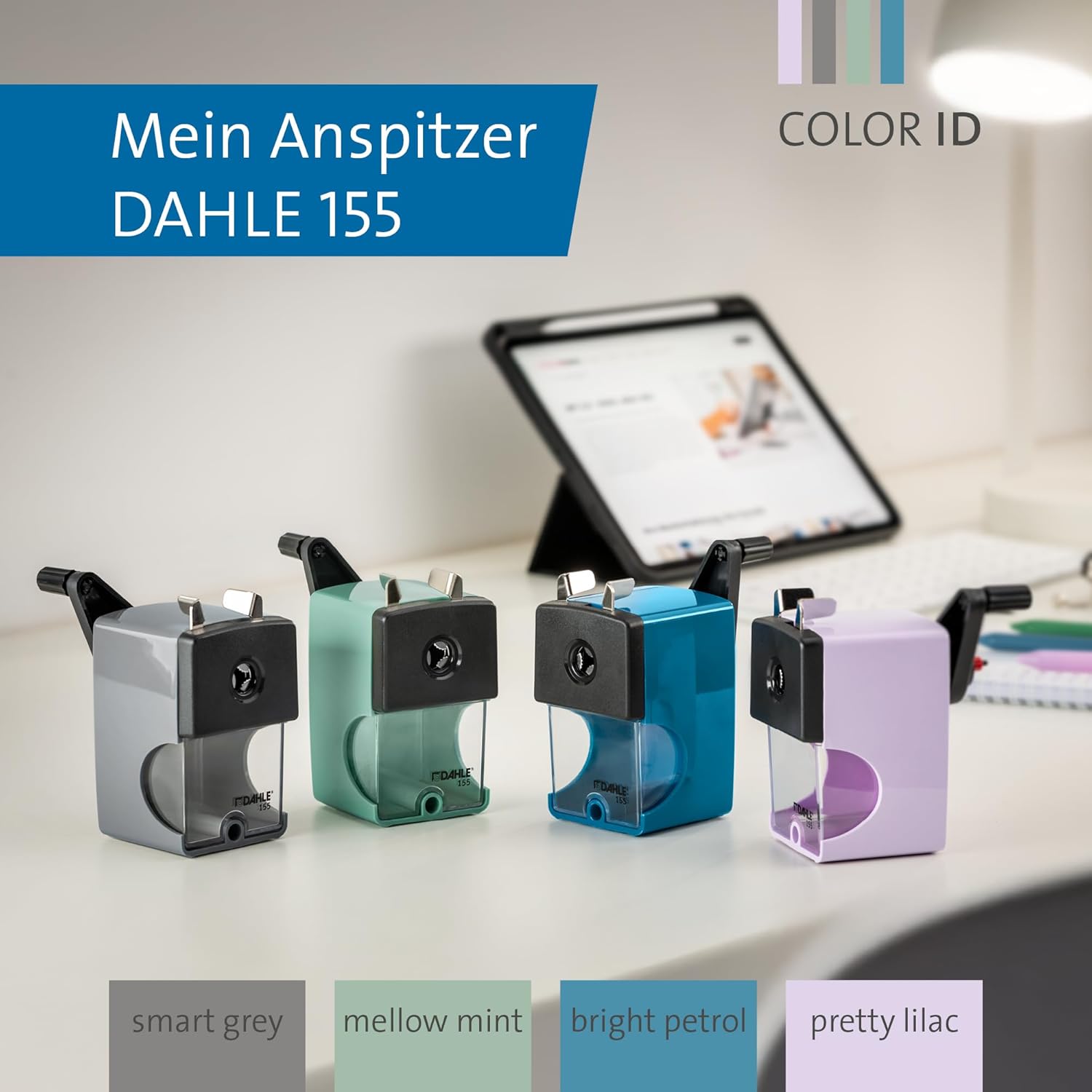 Detalle 2 de Dahle 00155-17496 Bleistiftspitzmaschine 155 mit Zwinge, 12 mm, smart grey