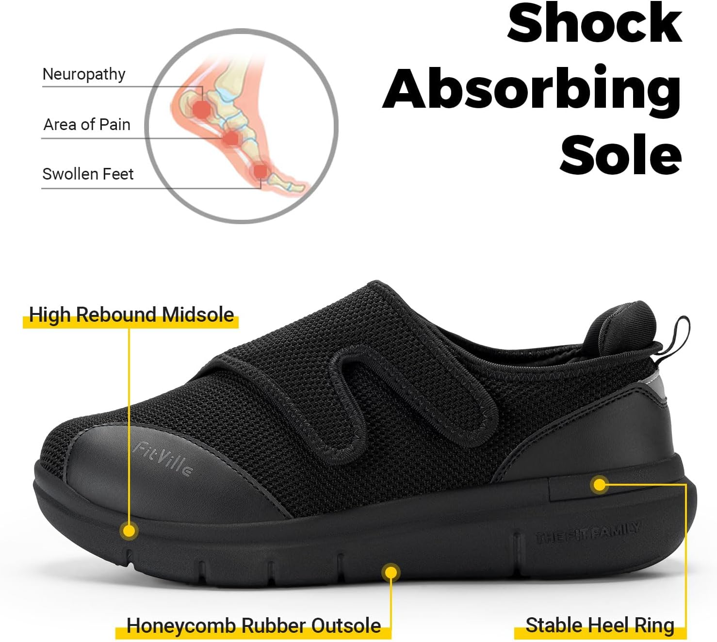 Thumbnail 3 de FitVille Scarpe Diabetici Uomo Extra Larghe: Comfortevoli, Ergonomiche e Regolabili