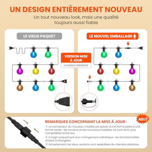 Detalle de Kawaya Guirlande Lumineuse Extérieure 8M IP65 – Multicolore, connectable et incassable