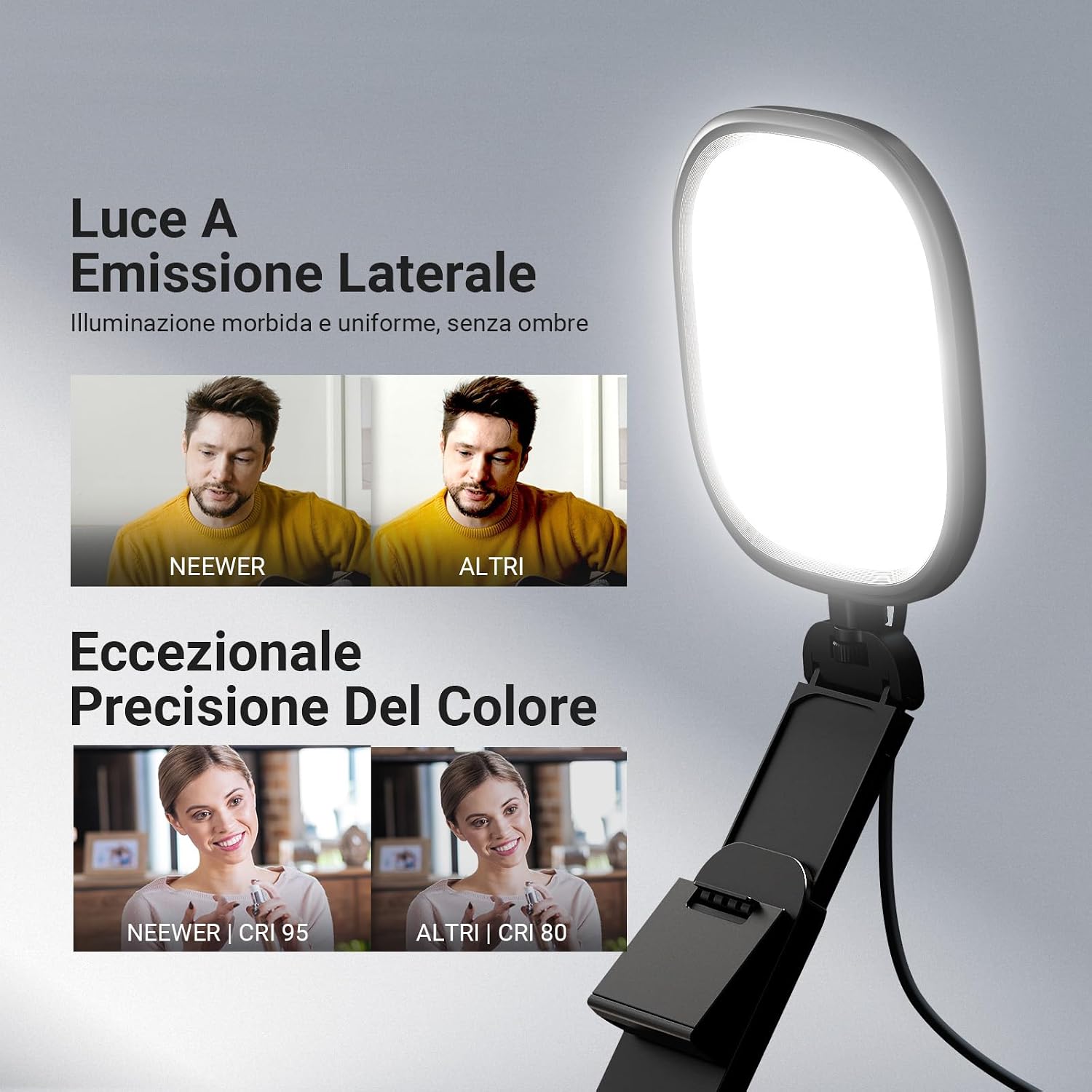 Detalle de NEEWER BASICS NL10: Barra Luce Monitor 5" con Supporto per videochiamate e streaming