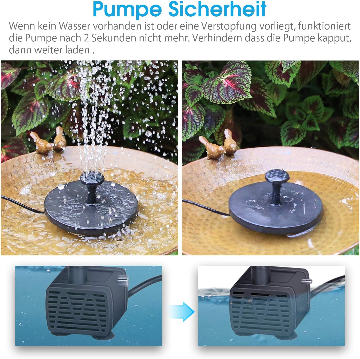 Detalle 1 de AISITIN Solar Springbrunnen 5,5 W für Teich