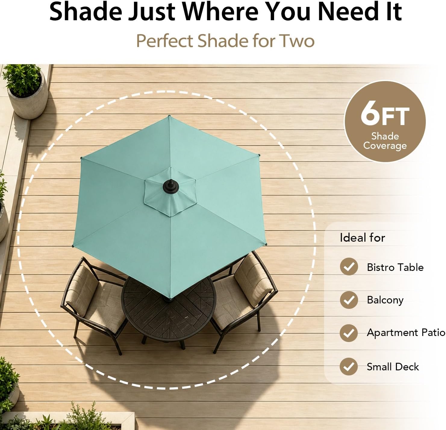 Thumbnail 3 de AMMSUN Patio Umbrella, 6 ft
