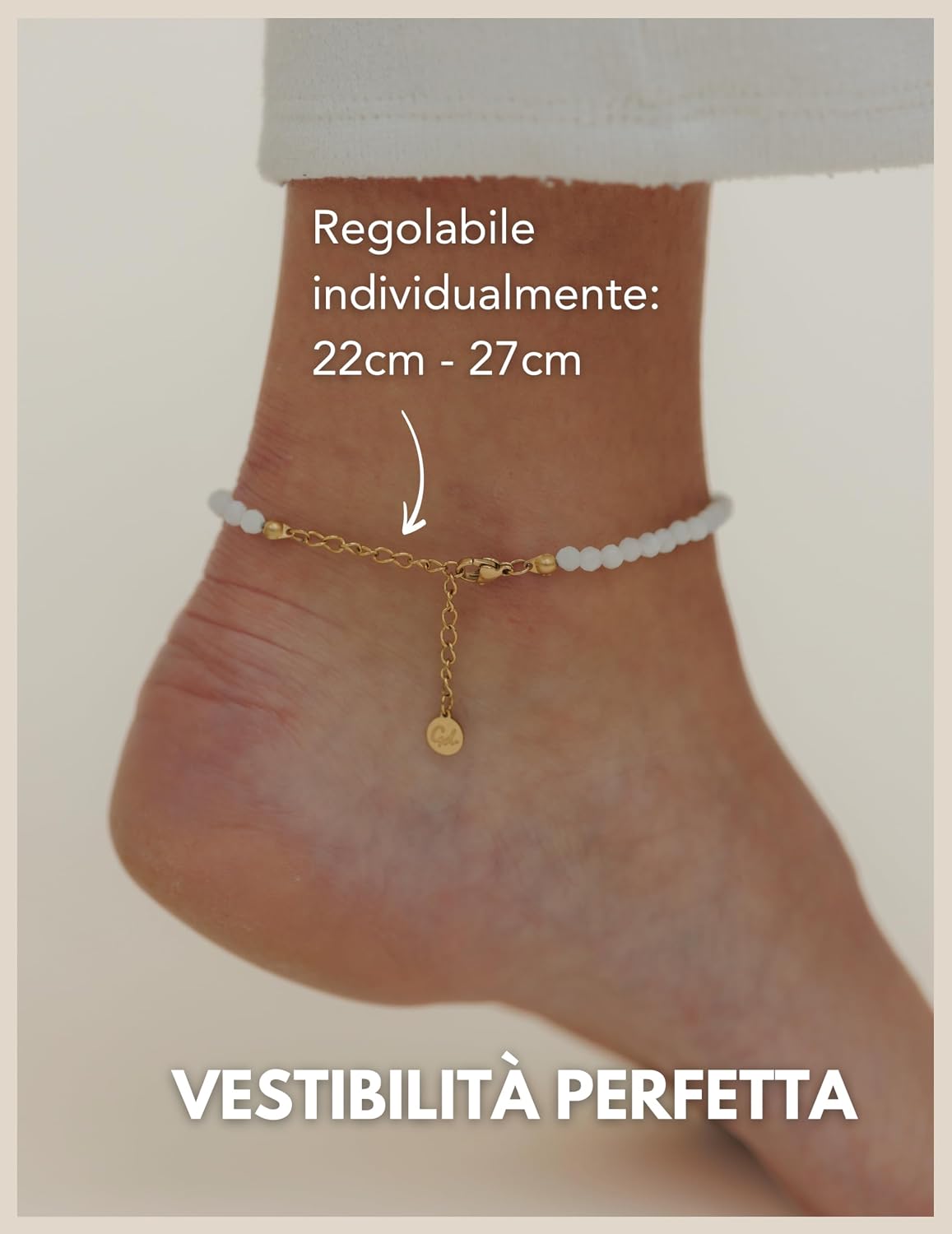 Detalle 2 de Cavigliere con perle di giada 4 mm impermeabile