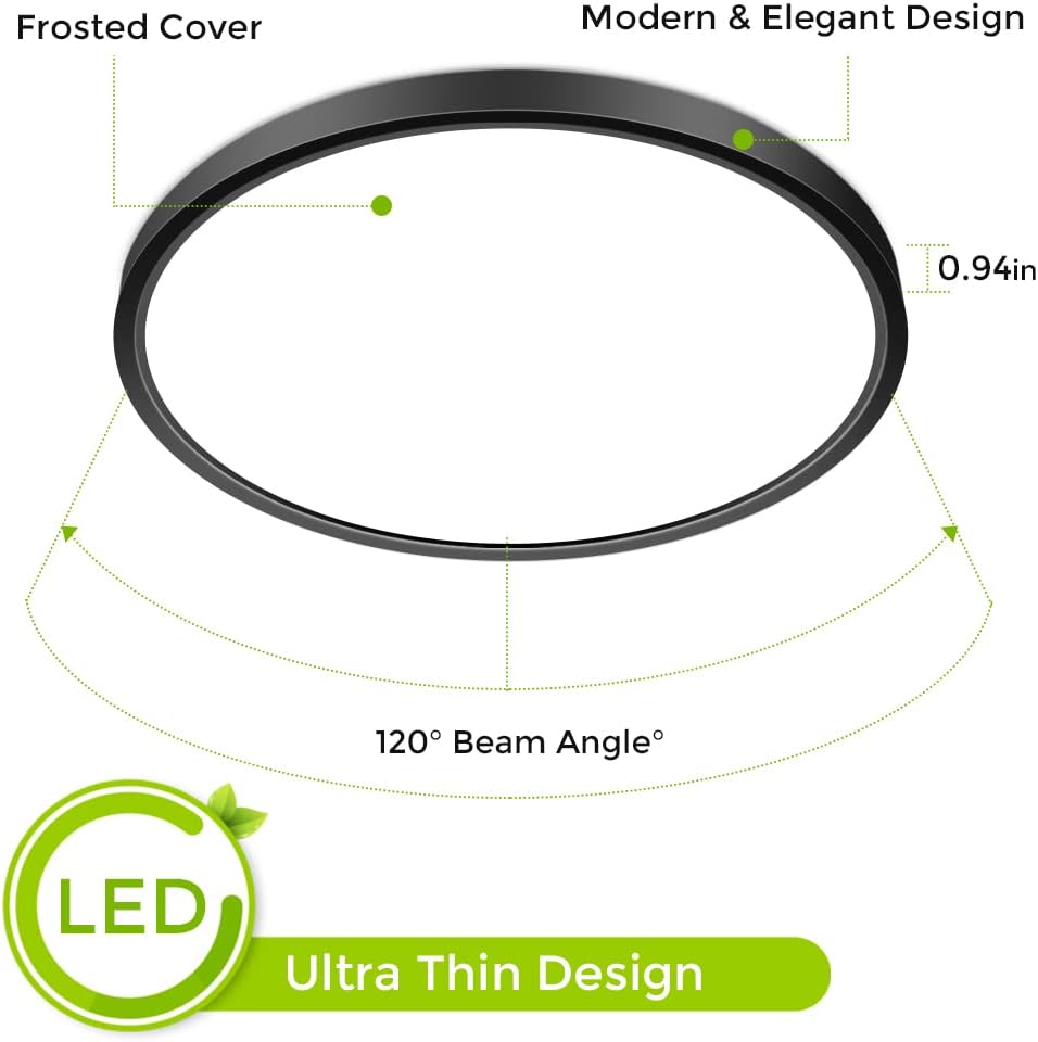 Thumbnail 1 de Black 9 inch LED flush mount 18W
