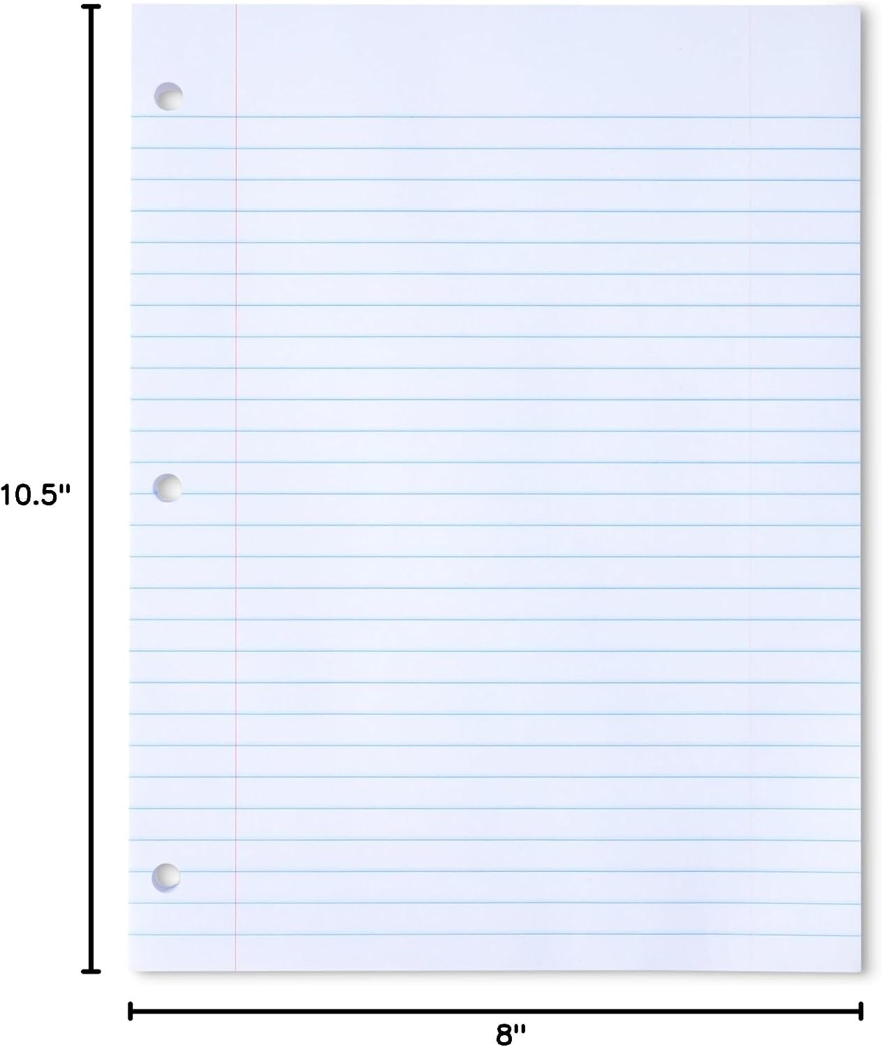 Detalle de Amazon Basics Wide Ruled Loose Leaf Paper, 10.5" x 8", 150 Sheets, No Binding
