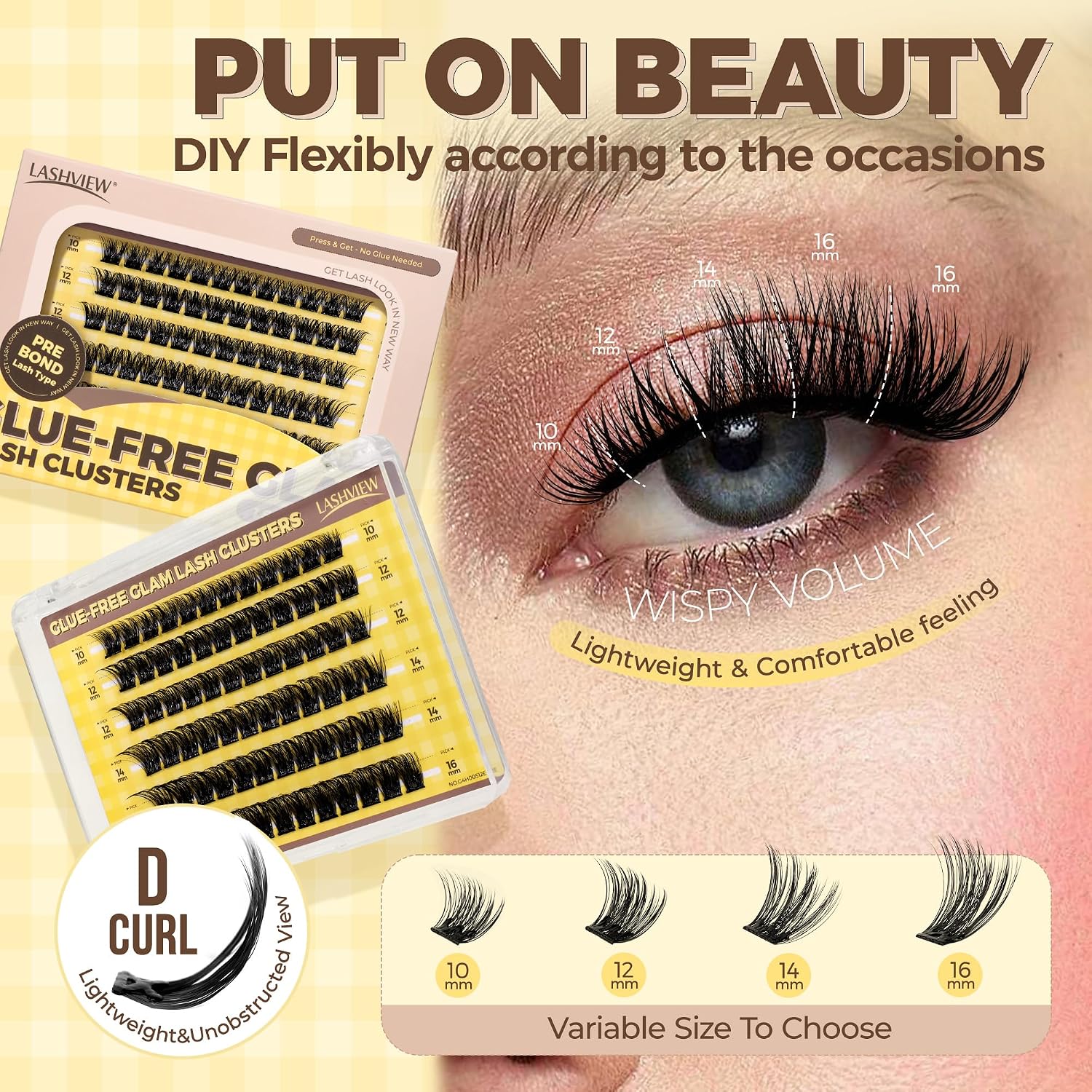 Detalle 2 de LASHVIEW Selbstklebende WimpernClusters 10–16 mm DIY