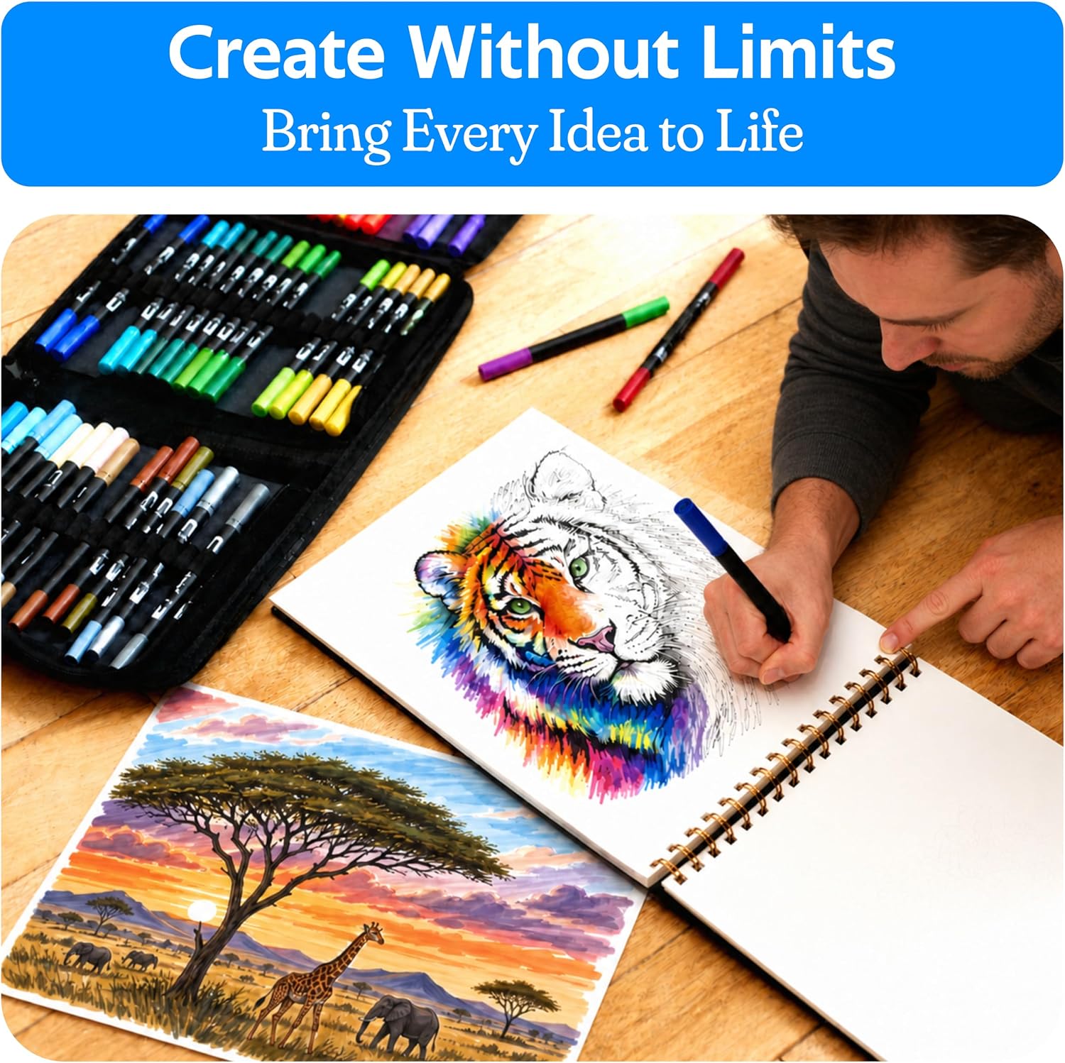 Thumbnail 2 de Litlat 72 colouring pens set