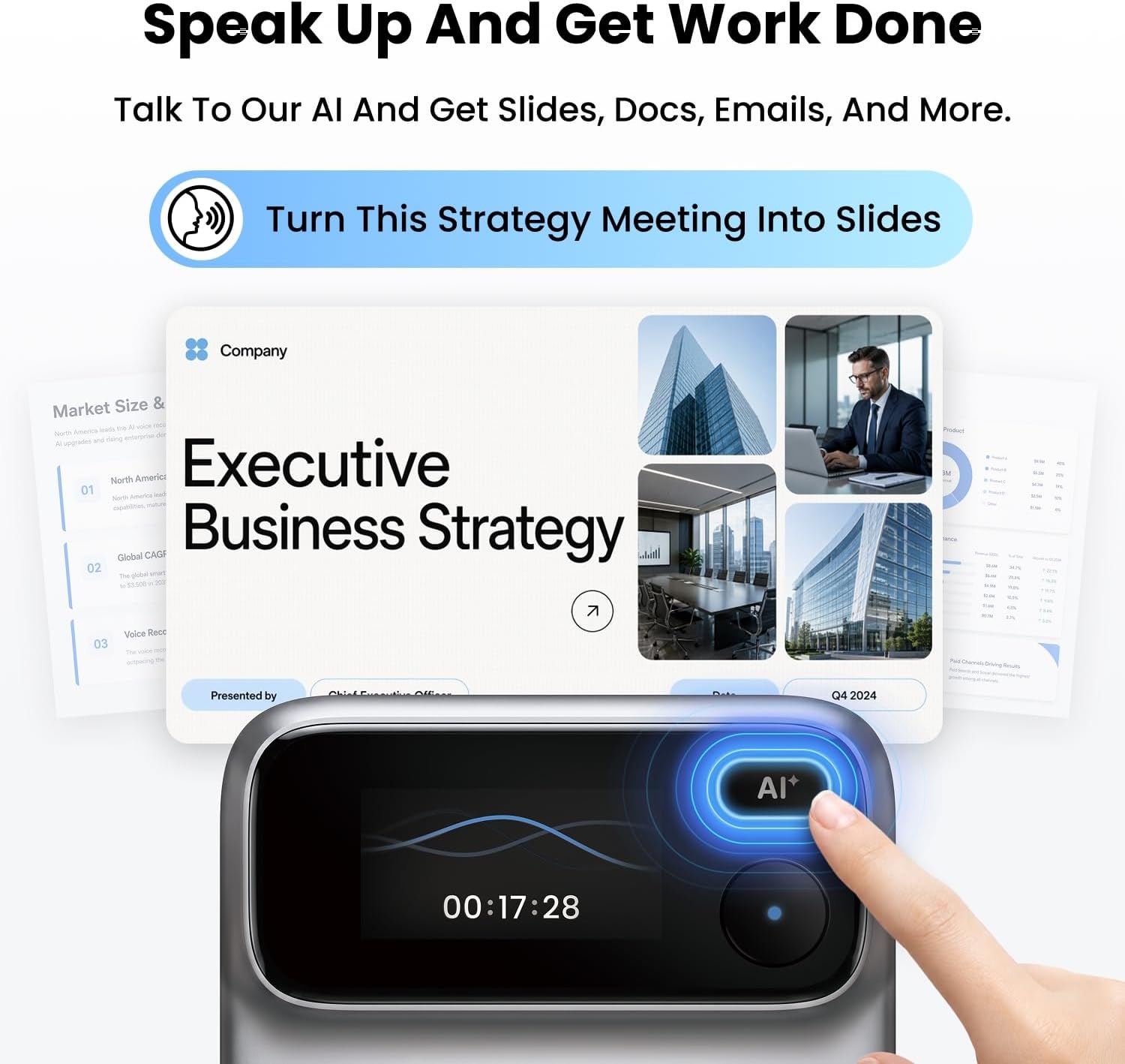 Detalle 2 de Comu AI voice recorder with 70-hour battery life