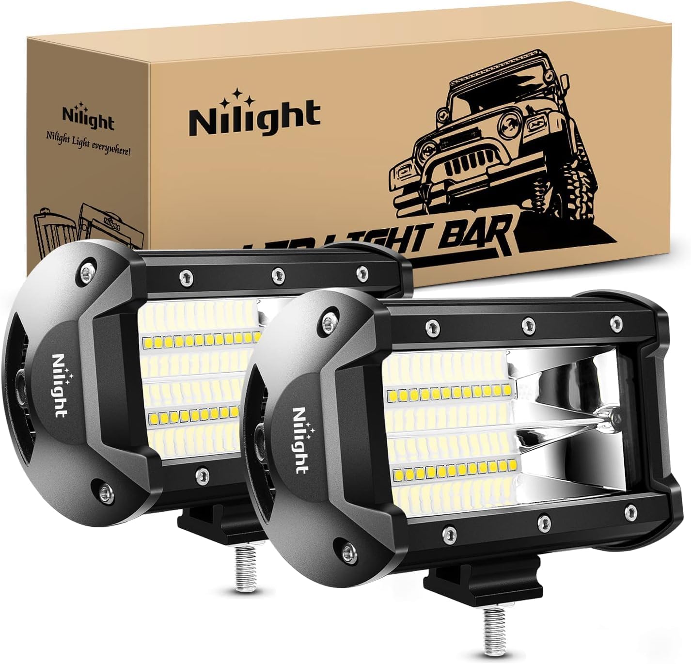 Detalle de Nilight 18001F-B 5-Inch 72W Flood Bar for Trucks ⛔