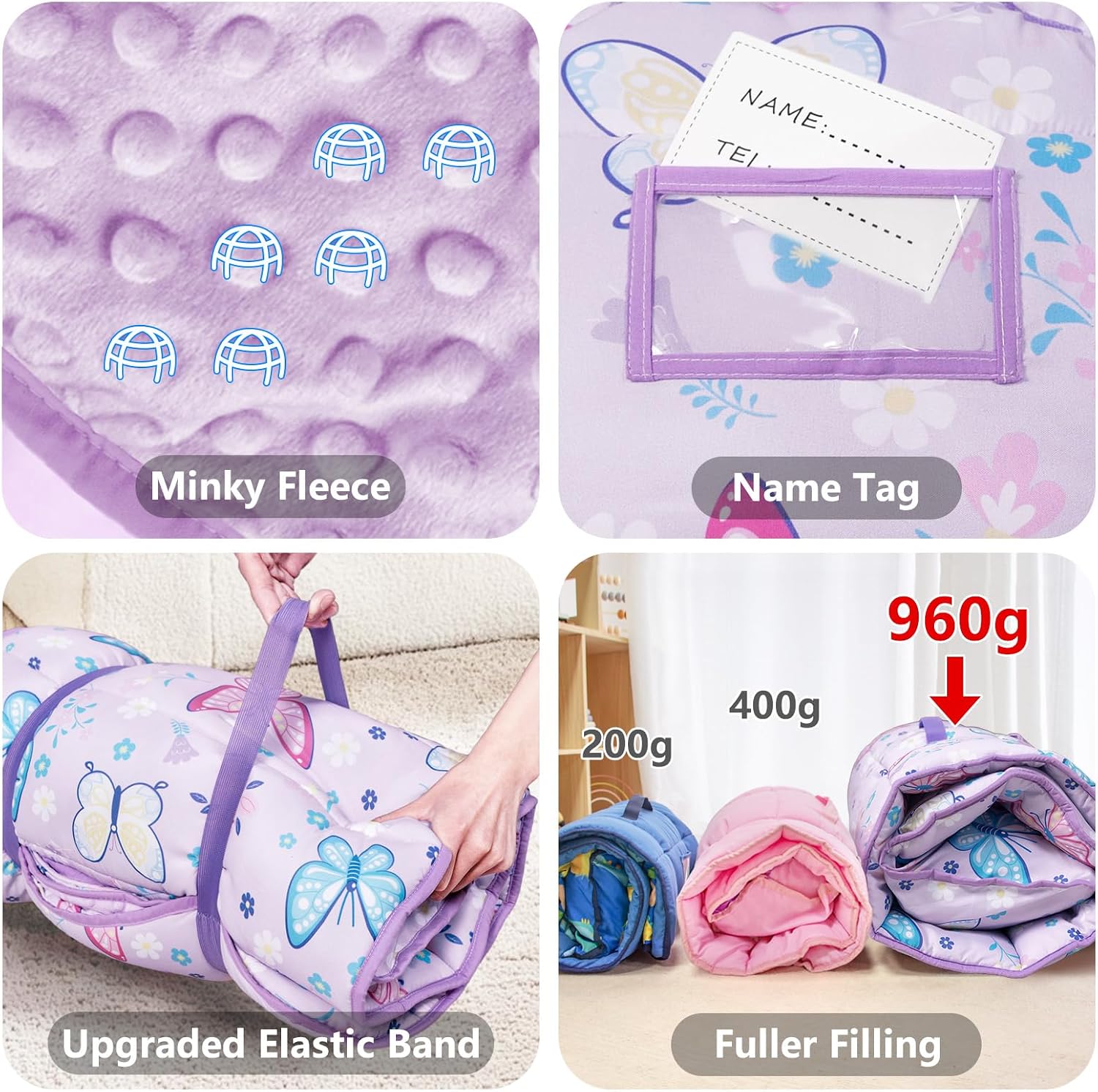 Thumbnail 6 de Primlect Toddler Nap Mat with Pillow, Thickened Extra Large Sleeping Bag (55" x 22")