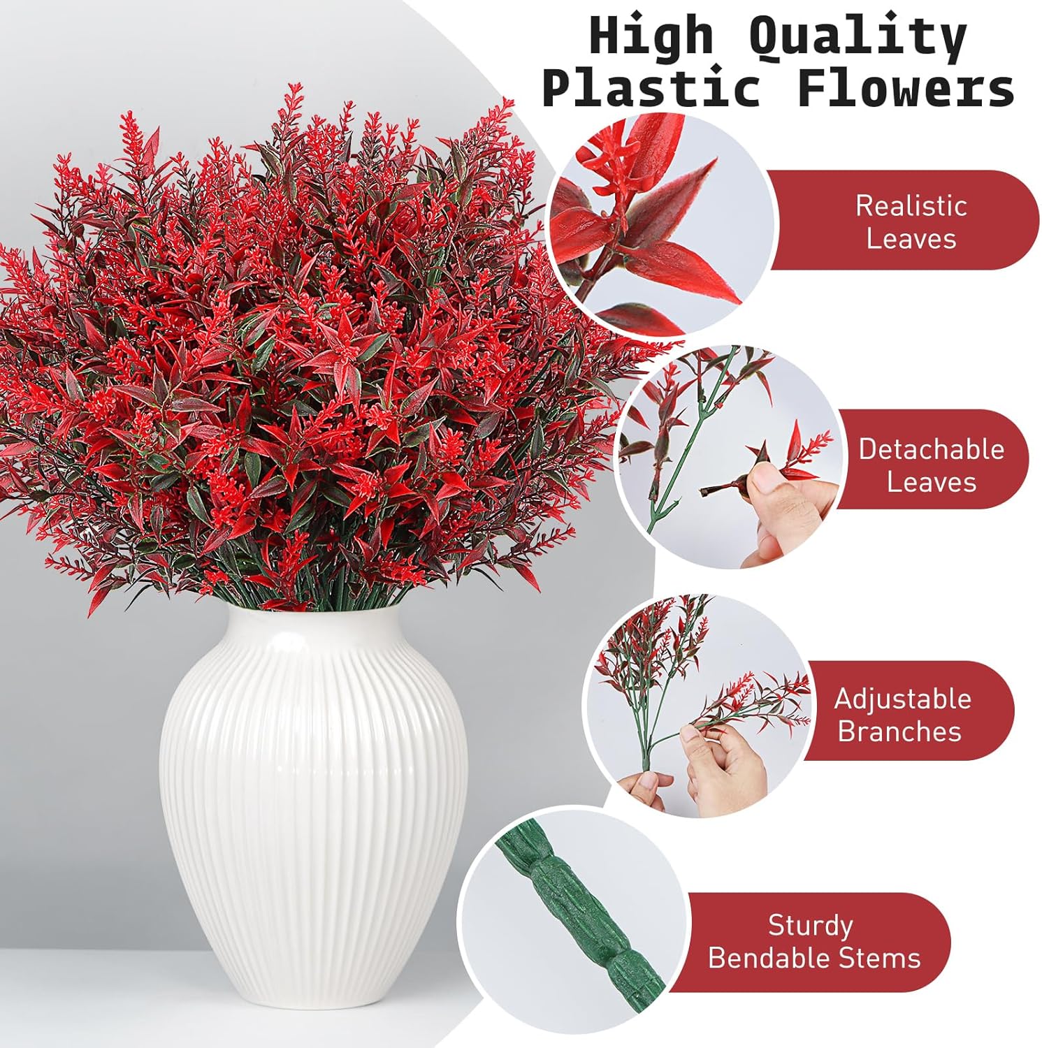 Thumbnail 5 de 9 Bundles Artificial Lavender Flowers – UV‑Resistant Outdoor Faux Lavender for Indoor and Outdoor Decor (Red)