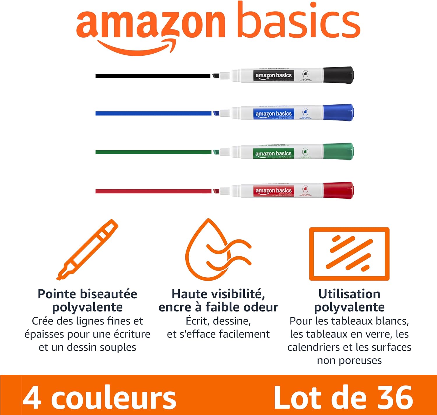 Detalle 2 de Amazon Basics marqueurs effaçables 36 ✏